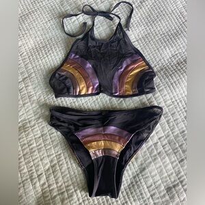 Little Black Diamond Day Dreamer Rave & Swim Set in Metallic Rainbow